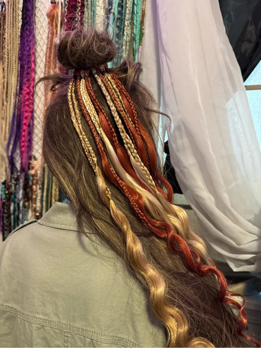 Copper Red & Blonde Braided Curly Hair Extensions - Fashion Accent